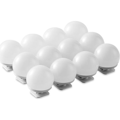 Ortviai Lampe de maquillage USB à miroir avec réglage tri-couleur et espacement ajustable – 12 lumières
