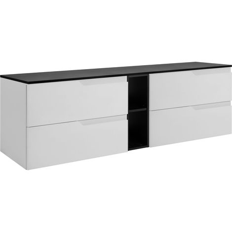 Waschtischunterschrank - 140 cm - Weiß und Schwarz - Modernes Design - Optimaler Stauraum