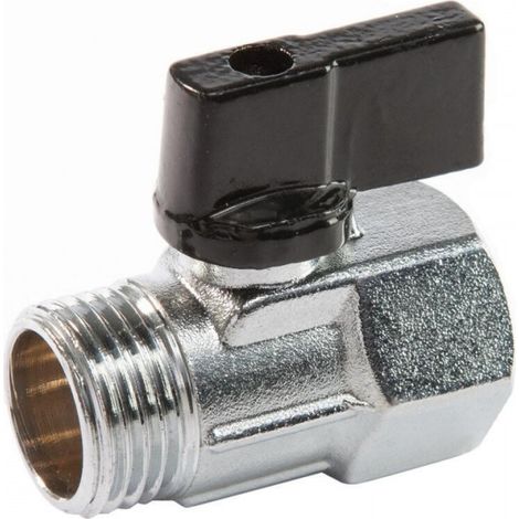 Valvola a sfera saracinesca mini mf da 1/2 leva corta nera (1/4)