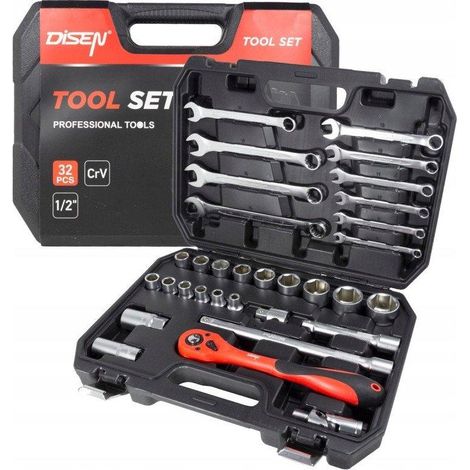 King Tony Kit d'outils 32 pièces acier durable (1/2)