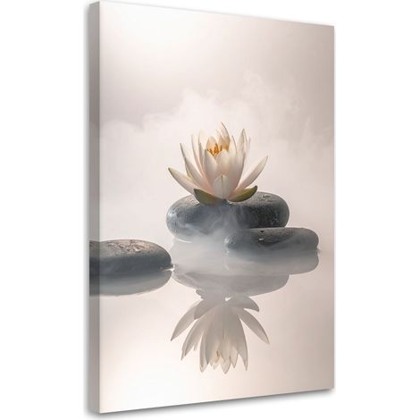 Impression sur Toile, Pierres fleuries lotus plantes zen spa,20x30 (1/4)