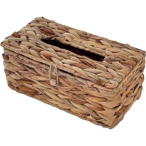 Caja de pañuelos de ratán tejido con tapa, caja de papel higiénico, caja de papel higiénico para sala de estar, almacenamiento de papel higiénico (1/5)