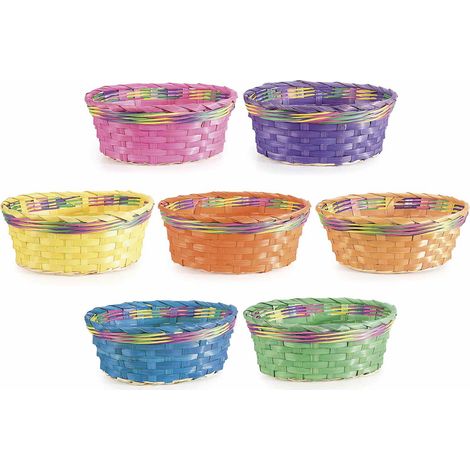 Cestini colorati a forma ovale in bambù, perfetti per confezioni, set da 14 pezzi, cm 26 x 20,5 x 10 H