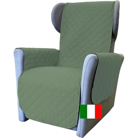 Housse de Fauteuil 1 Place avec accoudoirs et Assise 55 cm. Imperméable, réversible, antidérapante, Relaxation, Anti-Taches, Anti-Rayures, Chiens, Chats, Moderne, Vert (1/5)