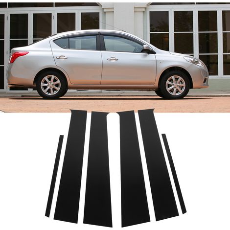 Ensemble de 6 pièces d'autocollants noirs brillants pour garnitures de vitres et montants B pour Nissan Almera 2010-2019 (1/5)