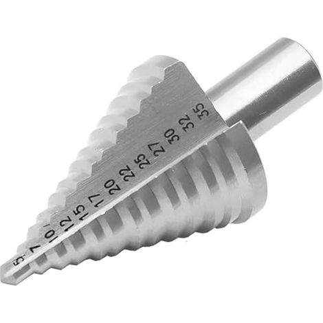 Foret étagé HSS de 5 à 35 mm de diamètre, foret conique à 13 étapes, foret conique à tige ronde de 13 mm, foret étagé multi-tailles pour des épaisseurs de moins de 4 mm de métaux mous,
