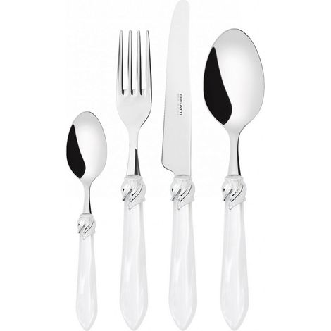 Caderas de 24 piezas colocadas en estuche de madera blanca blanca nativa Falabella ghiera cromata Bugatti