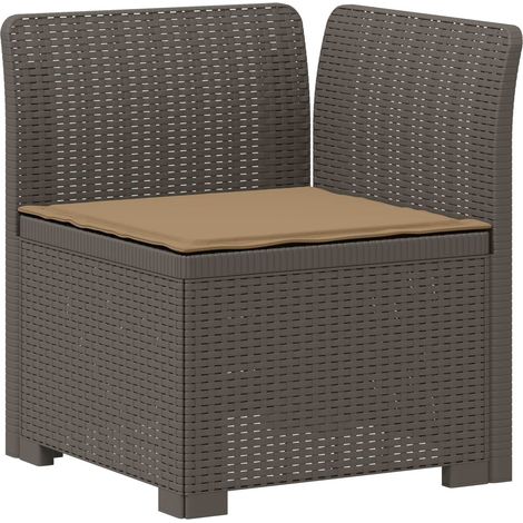 Canapé de Jardin 1 Place Fauteuil d'Extérieur Aspect Rotin PP Gris Clair 62x62x70 cm (1/5)