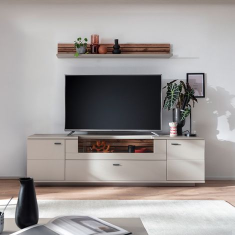 Wohnwand grau LIEZEN-05 modern in Eiche 2-teilig mit Fernsehschrank (1/5)