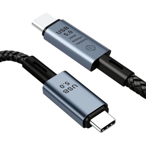 Thunderbolt-5-Kabel (1 m), 80 Gbit/s – 240 W PD-Schnellladung, 16K/8K/4K-Display, kompatibel mit Thunderbolt 4/3/5 USB4 – für MacBook, Laptop, eGPU, SSD, Dockingstation