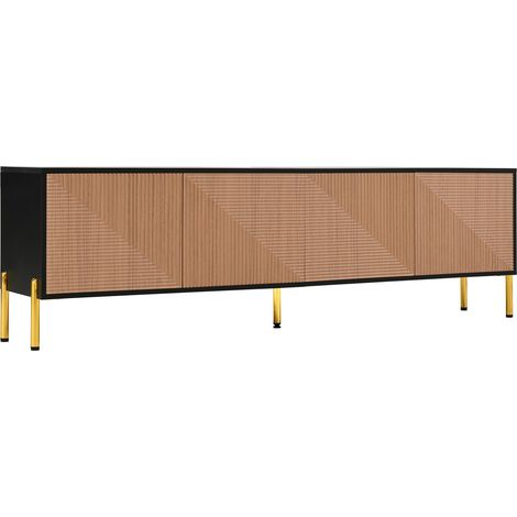 Mobile TV moderno in truciolato nero e naturale 179 x 35 x 53,5 cm (1/5)