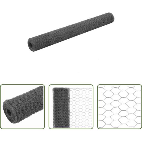 vidaXL Cage - Grillage Acier avec revêtement en PVC 25x1,2 m Gris (1/5)