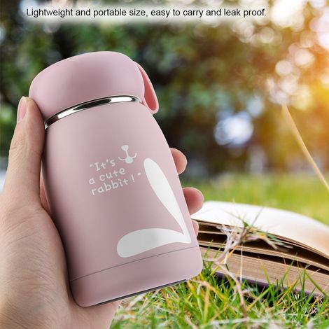 Tasse isotherme en acier inoxydable avec motif lapin mignon (rose) (1/5)