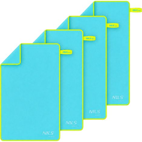 Asciugamano in microfibra 140x70 cm, blu-verde, confezione da 4 (1/5)