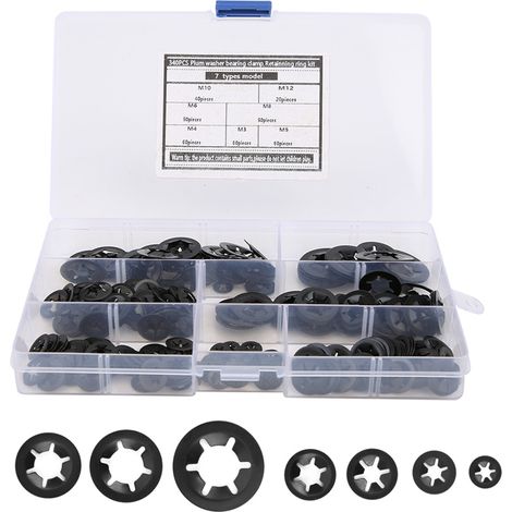 Rondelles éventail à dents intérieures Starlock M3-M12, lot de 340 pièces, acier au manganèse, quincaillerie (1/5)