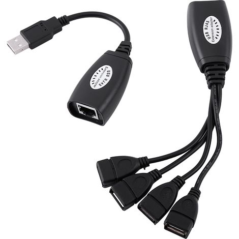4-Port USB 2.0 zu RJ45 Hub - Ethernet Netzwerkadapter-Verlängerungskabel (1/5)