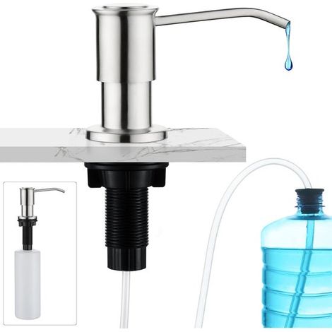 Dispensador de jabón integrado para cocina - Dispensador de lavavajillas líquido - Apto para cualquier cocina - 500 ml - Acabado cepillado (1/5)