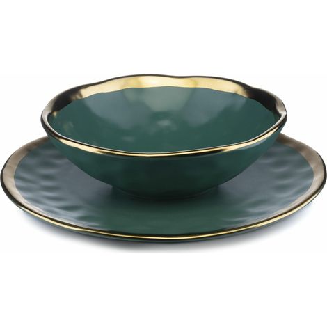 Set di otto piatti LIASA GREEN GOLD