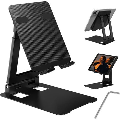 Support pliable et réglable pour tablette, [2021] Support de bureau robuste en aluminium à double tube, compatible avec iPad, Surface Pro, tablettes, téléphones, liseuses, 4 à 13 pouces (1/5)
