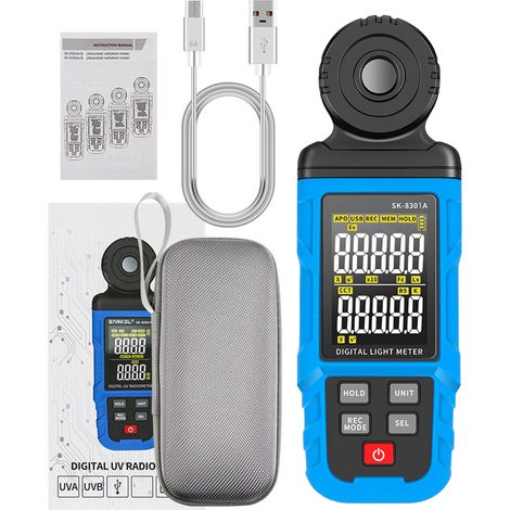 Luxmètre numérique illuminance main – Température ambiante 0,1300000Lx journalisation écran LCD 5 chiffres école hôpital usine SK8301A (1/5)
