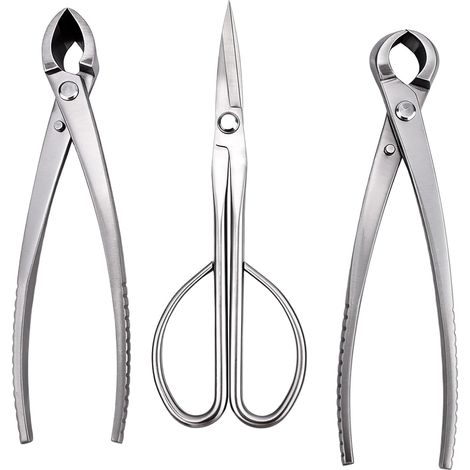 3pcs Outils pour Bonsaï, Acier Inoxydable Comprenant Coupe-Bouton Coupe-Concave et des Ciseaux à Feuilles pour Taille de Précision Mise en Forme et l'Entretien des Plantes (1/5)