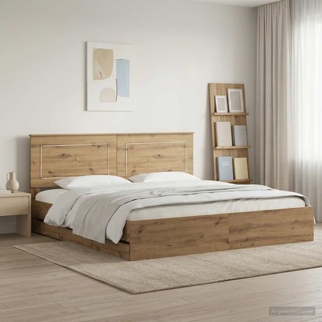 vidaXL Bed Frame with Storage and Headboard Artisan Oak 180 x 200 cm (1/5)