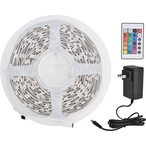 Bandeau LED RGB 10m Bluetooth Musique Application Contrôle 24 Touches Ruban Intelligent pour Maison Prise US 100‑240V (1/5)