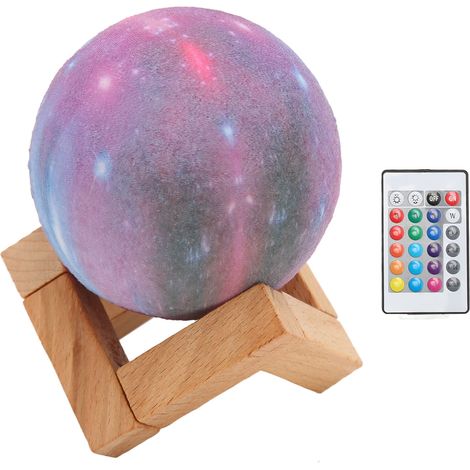Lampe Lune 3D Espace Lumière de Lune 16 Couleurs Télécommande Tactile avec Pied Lampe Décorative pour Chambre Maison (1/5)