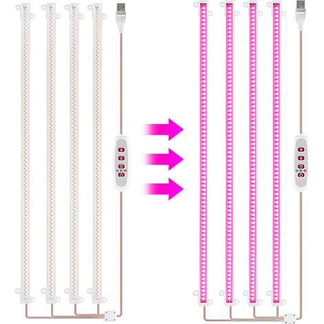 Bandes lumineuses LED pour la croissance des plantes, 8 W, 168 LED, 82,6 lm, avec minuterie 8 h/12 h/16 h et 5 niveaux de luminosité, idéales pour la culture hydroponique en serre et les plantes succu (1/5)