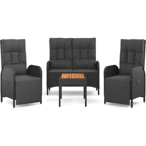 Maison Exclusive - 4-tlg. Garten-Essgruppe mit Kissen Schwarz Pol