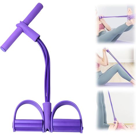 Bande résistance fitness 4 tubes + pédale, poignées, entraînement bras/abdomen/home gym