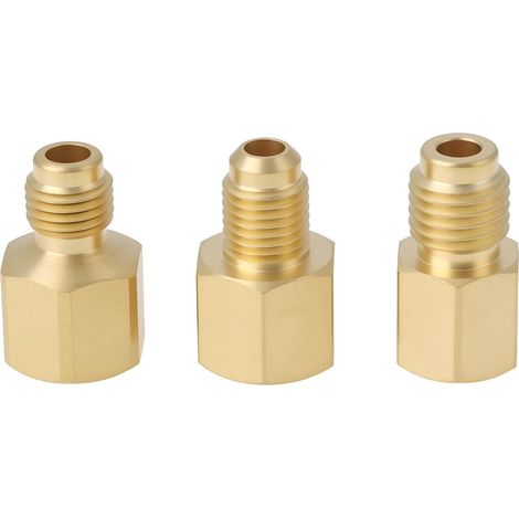 Lot de 3 Adaptateurs Pompe à Vide - Laiton - R134a R12 R22 R410a - CVC Climatisation (1/5)