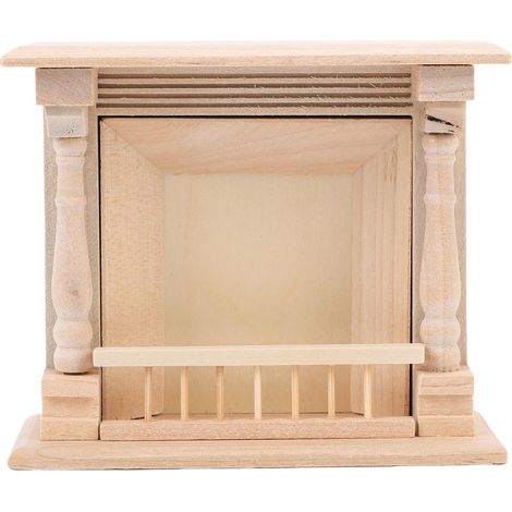 Cheminée pour maison de poupée 1:12, meubles miniatures en bois de bouleau non peints, accessoires de décoration (1/5)