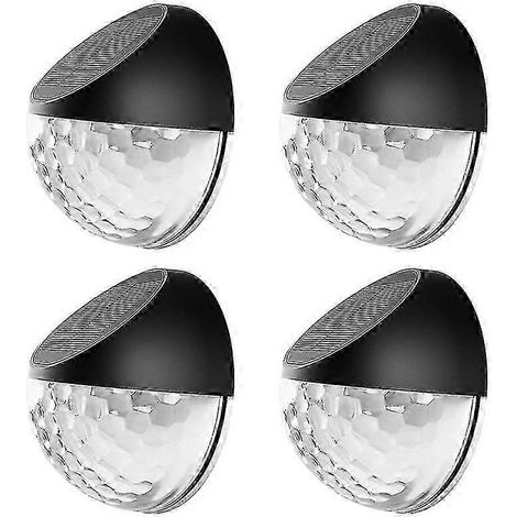 Lampe solaire pour clôture, lampe décorative solaire pour jardin, étanche, sans fil, compatible avec les clôtures de jardin et les terrasses, lumière blanche chaude, 4 lampes noires. (1/5)