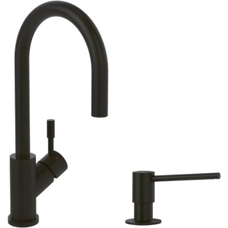 Robinet cuisine VILLEROY ET BOCH Umbrella flex + Distributeur de savon Noir mat