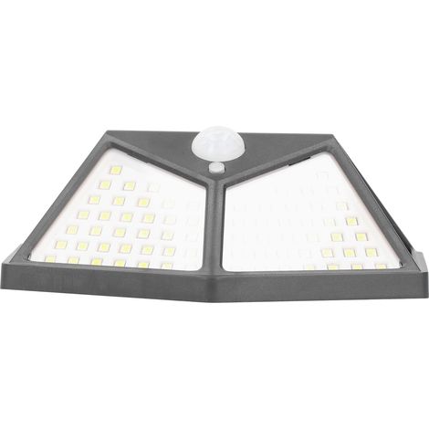 Applique murale solaire à 100 LED, applique murale solaire à quatre faces, détection de présence, étanche pour l'extérieur (1/5)