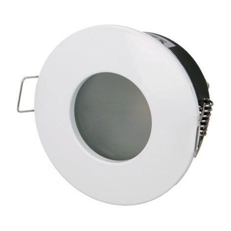 Bis-Electric – Spot encastrable extérieur IP65 blanc 4000K – 5W pour éclairage humide – Colerette argentée – Installation murale et plafond (1/2)