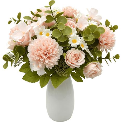 2 Pièces Fleur Artificielle, Rose Bouquet de Fleurs Artificielles (1/5)