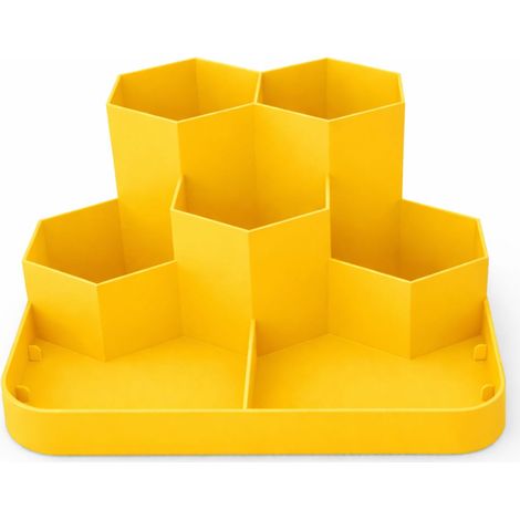 Organizzatore da scrivania giallo con 7 scomparti per accessori (1/3)