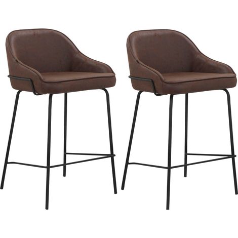 Oline-Chaise de bar Lot de 2 Marron (1/5)