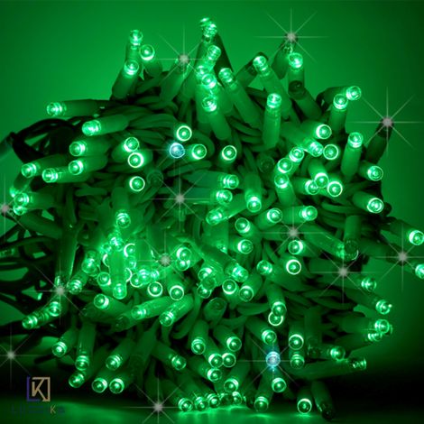 LUCCIKA stringa catena 5 metri serie 50 luci di Natale a Maxi Led Rosa con Flash Bianco Ghiaccio per uso esterno ed interno professionale senza alimentatore