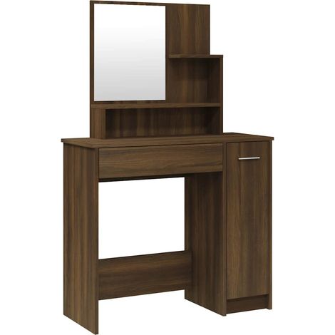 Maison Exclusive - Tocador con espejo color roble marrón 86,5x35x (1/5)
