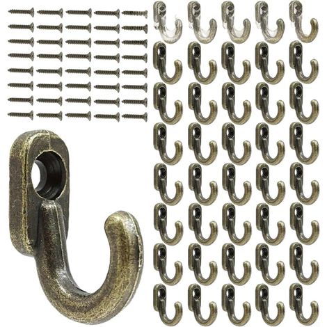40 crochets à vis - bronze/fer - avec vis - pour vêtements (1/4)