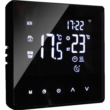 Thermostat intelligent WiFi programmable sans fil pour maison, capteur de température, contrôle via application, régulation automatique, compatible domicile. (1/3)
