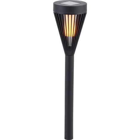 Gartenpfosten-Solarfackel, schwarz, 40 cm Durchmesser, rund, Ø 7,5 cm, warmweißes LED-Licht, 0,06 W, Schutzart IP44, FLAME Eco-Light