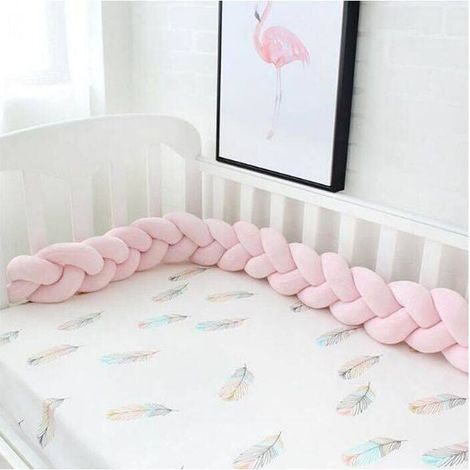 3M Braided Cot Bumper, Pink, Baby Cot Bumper--
