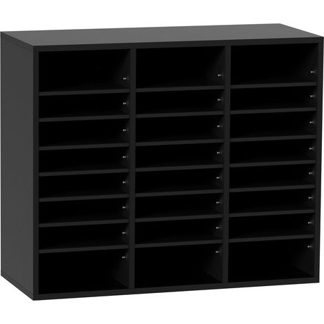 Organisateur en bois avec 24 compartiments,classeur amovible pour bureau,maison et salle de classe,certifié EPA,noir (1/5)