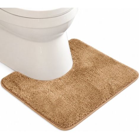 Tapis de toilette en U 40 x 50 cm, tapis WC ultra absorbant et doux, antidérapant et lavable, tapis de salle de bain en forme de U, champagne (1/5)