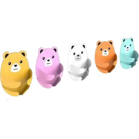 Lot de 5 crochets de suspension mignons, robustes, sans perçage, fiables et polyvalents, en forme d'ours de dessin animé, pour la cuisine, la salle de bain et la chambre. (1/5)