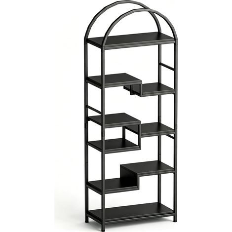 Bibliothèque de bureau compacte 60cm, Étagère Industrielle Métal Noire (1/5)